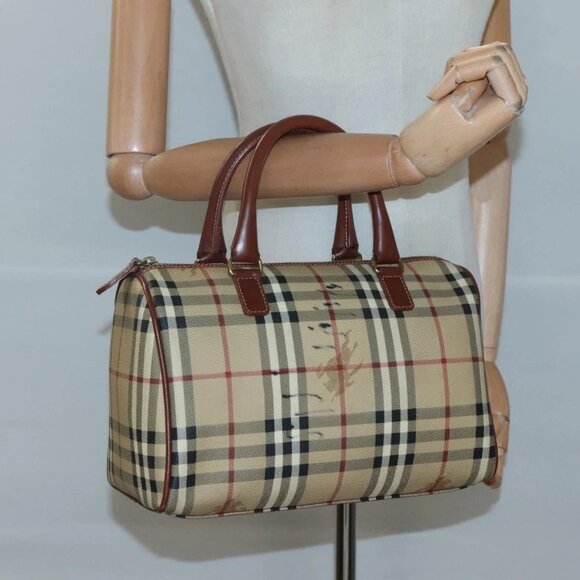 BURBERRY Nova Check Hand Bag PVC Beige Auth - Picture 1 of 16